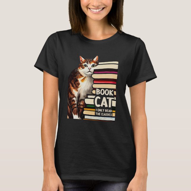 Camiseta Book Reading Studying Cat Reader Kitten (Frente)