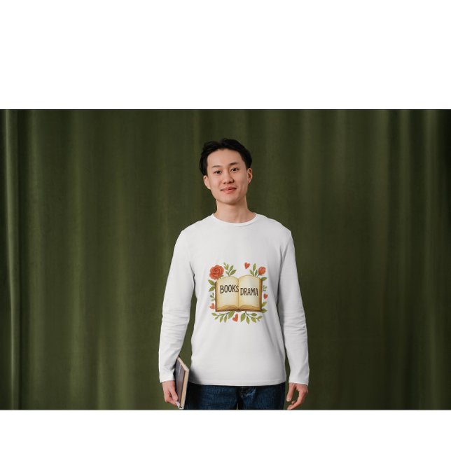 Camiseta Books > Drama – Watercolor Book Lover Illustration (Criador carregado)