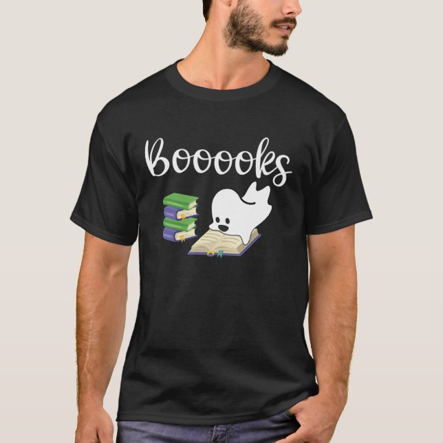 Camiseta Books Halloween Ghost Reader Leitura Boo Costum (Frente)