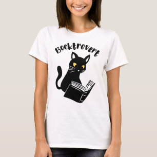 Camiseta Booktrovert cat com livro
