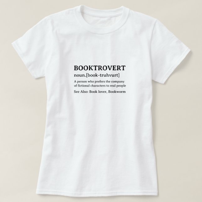 Camiseta Booktrovert de Definição de Dicionário Engraçado (Frente do Design)