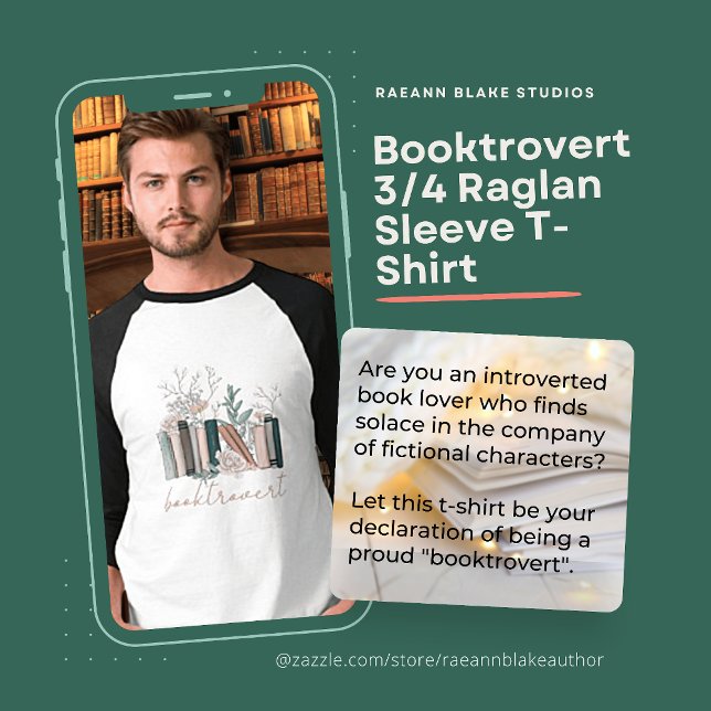 Camiseta Booktrovert Manga Raglan 3/4 (Criador carregado)