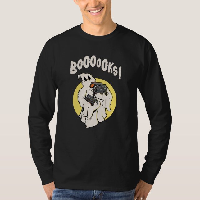 Camiseta Bookworm Engraçado Fantasma do Halloween Livros de (Frente)