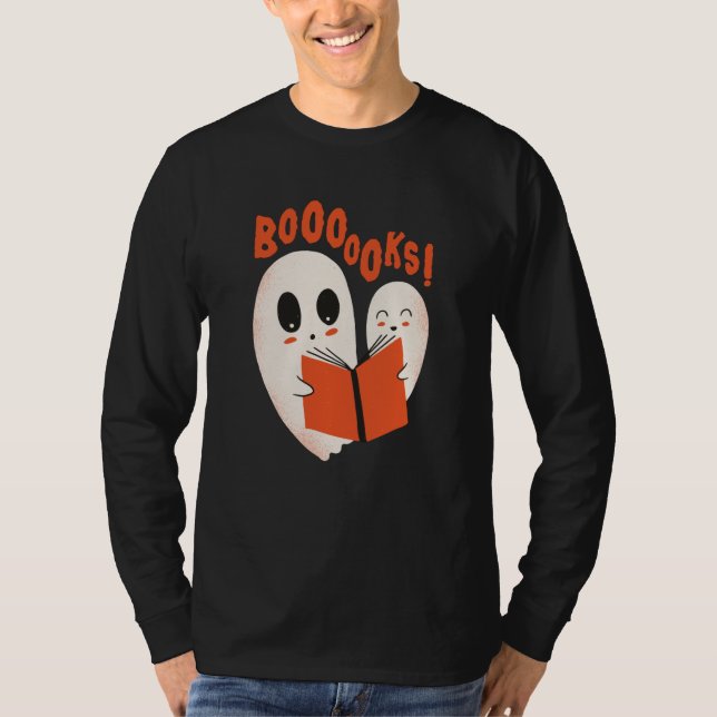 Camiseta Bookworm Engraçado Fantasma do Halloween Livros de (Frente)