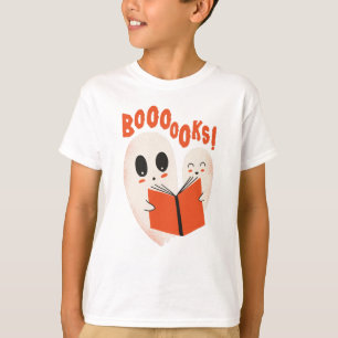 Camiseta Bookworm Engraçado Fantasma do Halloween Livros de