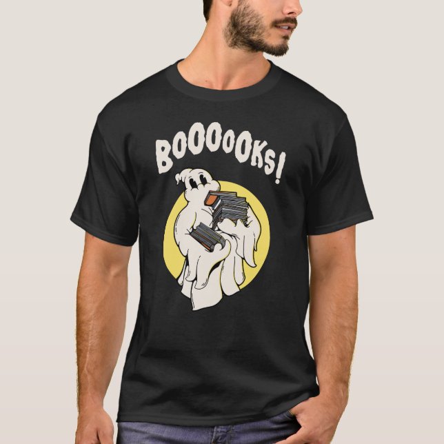 Camiseta Bookworm Engraçado Fantasma do Halloween Livros de (Frente)