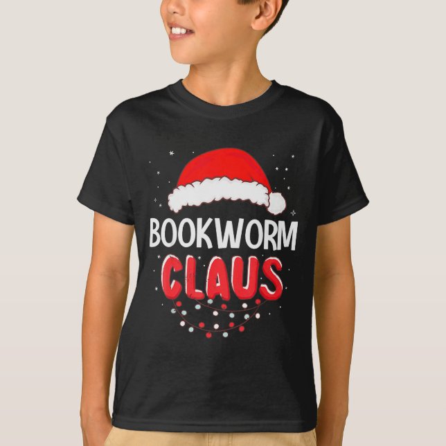 Camiseta Bookworm Santa Claus Christmas Matching Costume  (Frente)