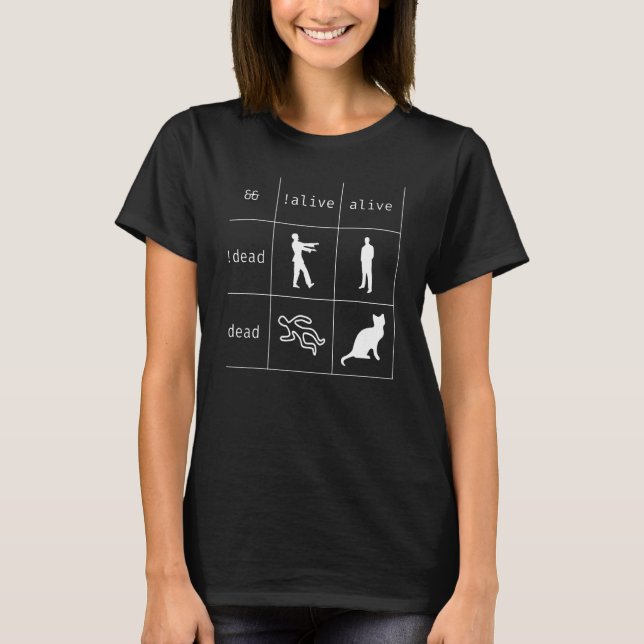 Camiseta Boolean Logic Alive And Morto Programmer Cat 3 (Frente)