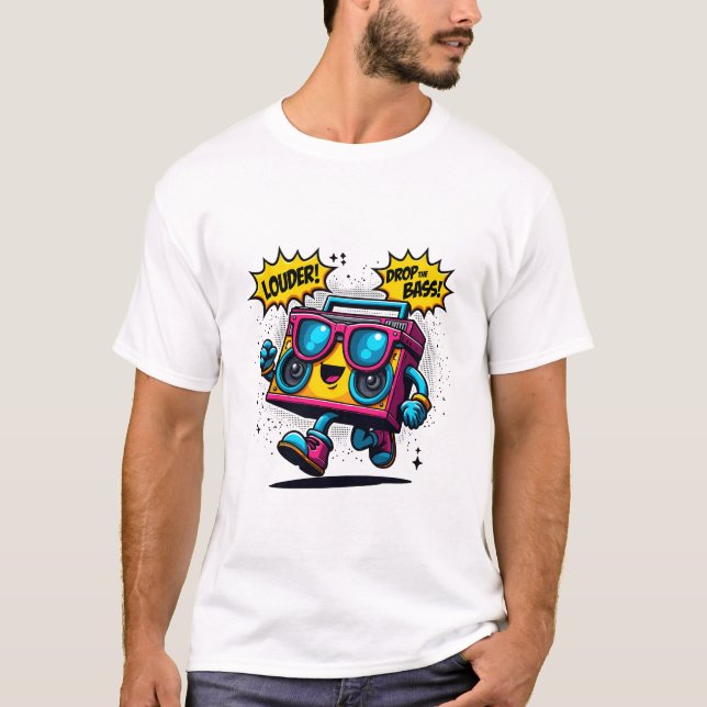 Camiseta Boom Box Riot - Bold Music Vibes T-Shirt (Frente)
