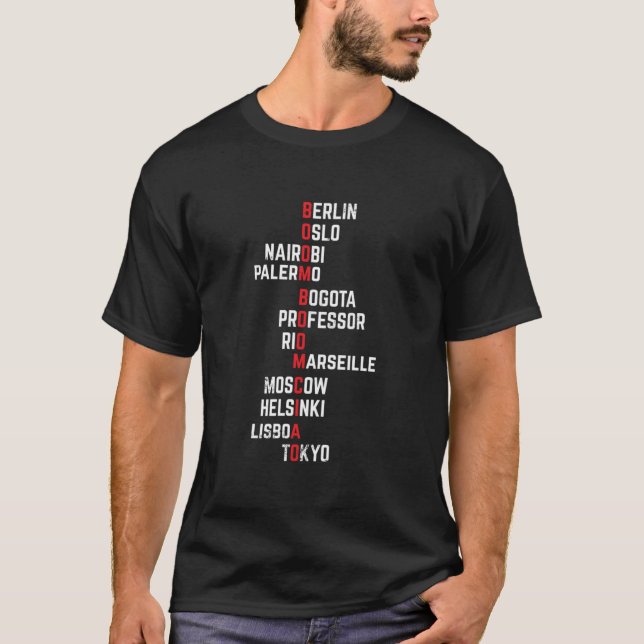 Camiseta Boom Ciao Money Heist Engraçado Acronim Clássico T (Frente)