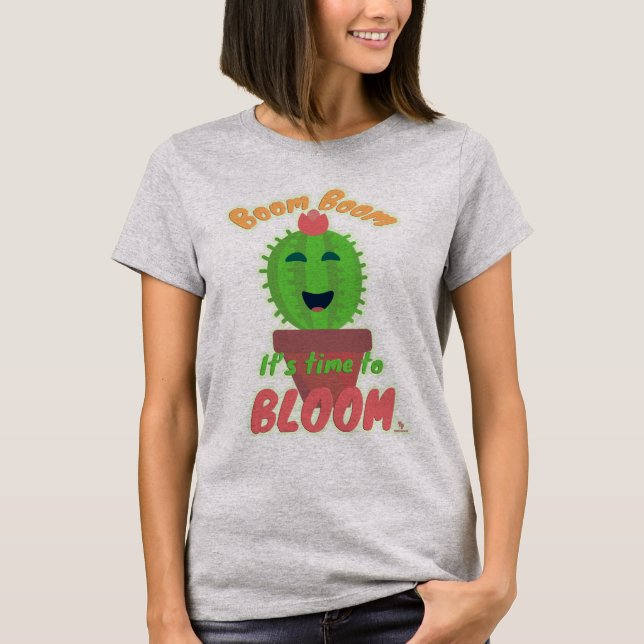 Camiseta Boom O Tempo Para Bloquear O Cartoon De Cactus (Frente)