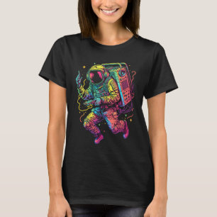 Camiseta Boombox Astronauta para Homens Mulheres e Adolesce