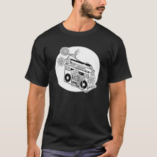 Camiseta Boombox de margarida branca e margarida negra