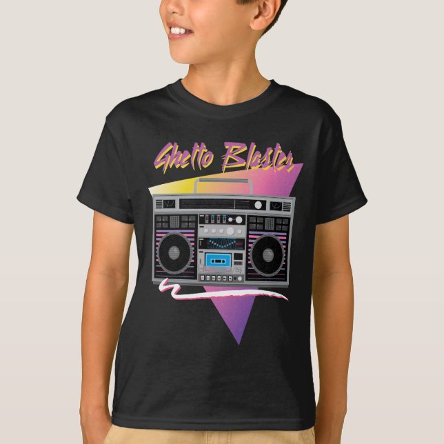 Camiseta boombox do dinamitador do gueto dos anos 80 (Frente)