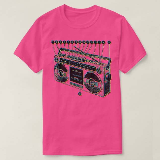 Camiseta Boombox Old School Vintage Ghetto Blaster (Frente do Design)
