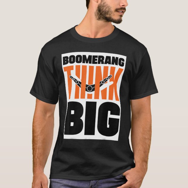 Camiseta Boomerang pensa grande bumerangue jogando esportes (Frente)