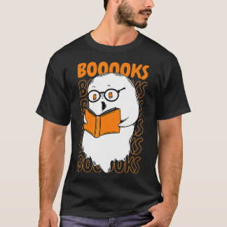 Camiseta Booooks! Cute Ghost Reading Library Books Hallowee