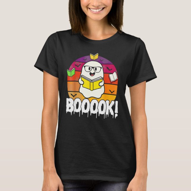Camiseta Booooks Ghos Boo Read Books Library Book (Frente)