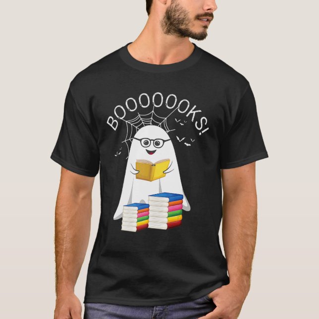 Camiseta Booooks Ghost Boo Read Books Halloween Library Tea (Frente)