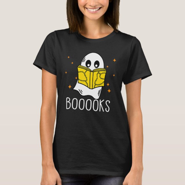 Camiseta Booooks Ghost Boo Read Books Library  teacher book (Frente)