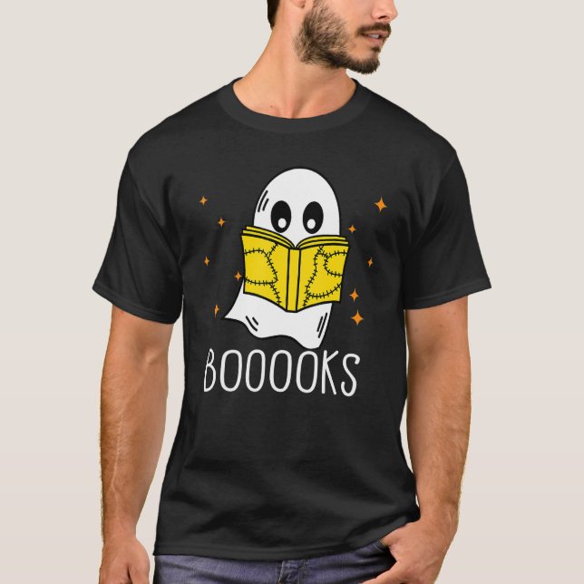 Camiseta Booooks Ghost Boo Read Books Library  teacher book (Frente)