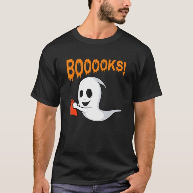 Camiseta Booooks Ghost Book Reading Boo Halloween Library T (Frente)