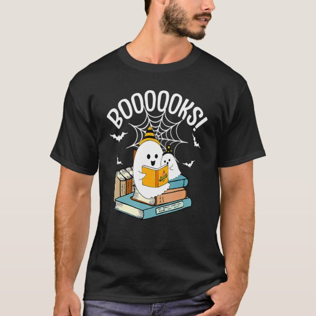 Camiseta Booooks Ghost Read Books Halloween (Frente)