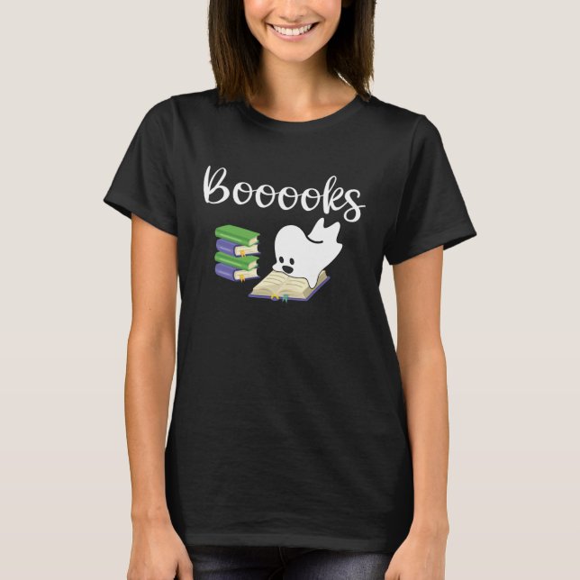 Camiseta Booooks Halloween Ghost Reader  Reading Boo Costum (Frente)