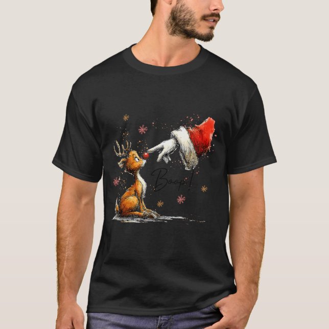 Camiseta Boop Funny Santa Farmer Reindeer Cute Christmas Ho (Frente)