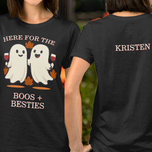 Camiseta Boos, melhores amigas vinho engraçado de Halloween