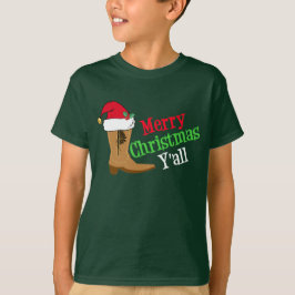 Camiseta Boot do Cowboy Feliz Natal Crianças de Yall