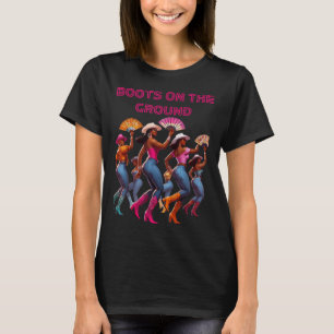 Camiseta Boot No Ground Line Dancing Queens Black Grou