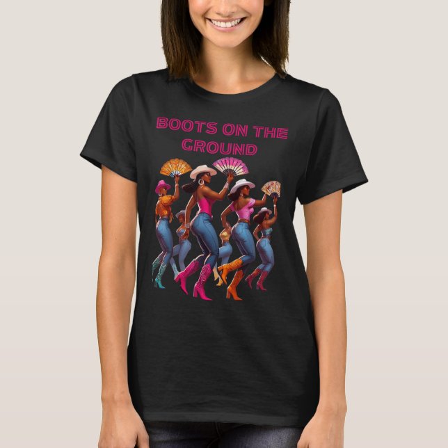 Camiseta Boot No Ground Line Dancing Queens Black Grou (Frente)
