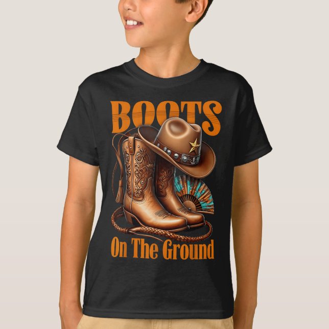 Camiseta Boot On Ground Boot Cowboy Western Cowgirl Li (Frente)