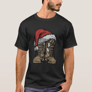 Camiseta Boot Santa Hat Natal Combate Veterano S