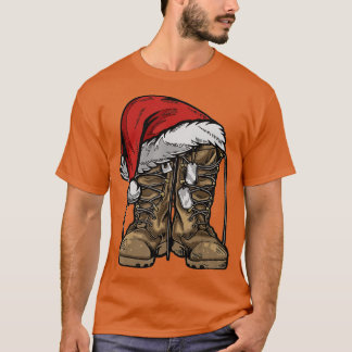 Camiseta Boot Santa Hat Natal Combate Veterano S