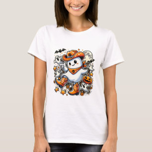 Camiseta Boot Scootin' Ghost - Diversão Halloween Cowboy Gh