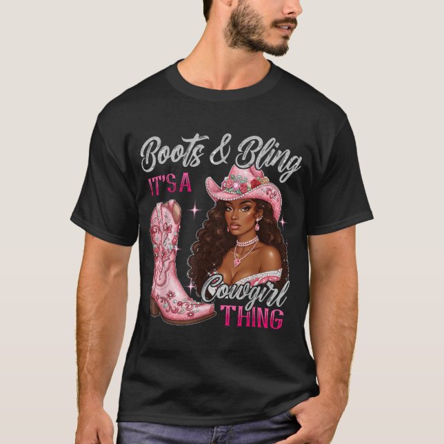 Camiseta Boots Bling É Uma Garota Negra (Frente)