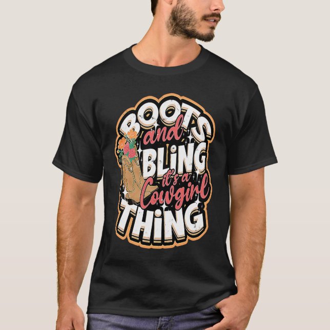Camiseta Boots & Bling It's a cowgirl thing  Cowgirls Horse (Frente)