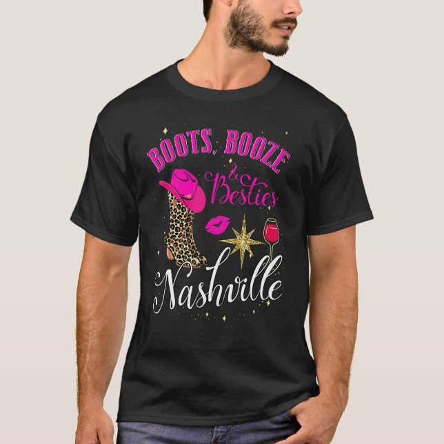 Camiseta Boots Booze E Besties Nashville Girls Trip 2023 (Frente)