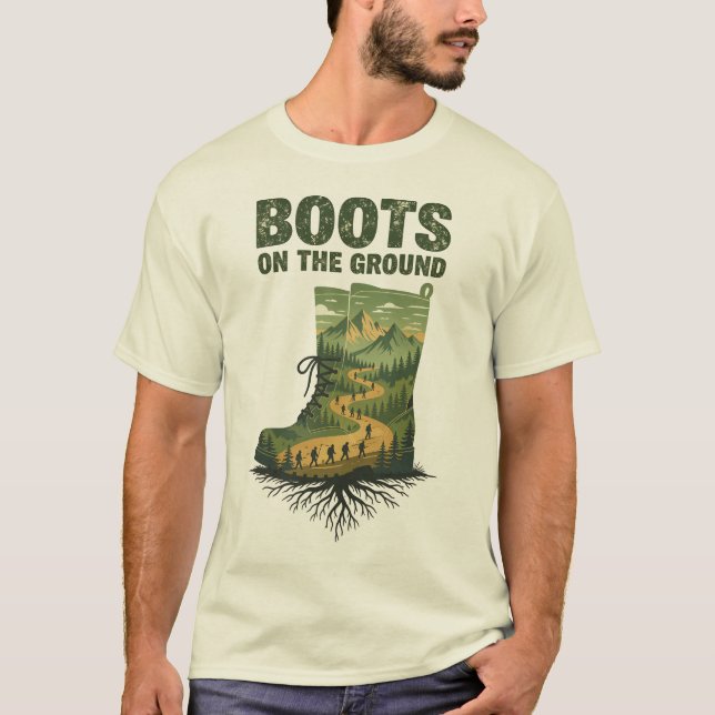 Camiseta Boots on the Ground T Shirt - Double Exposure Art (Frente)