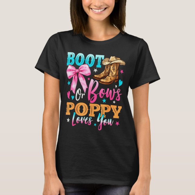 Camiseta Boots Or Bows Ppy Loves You Gender Reveal Family  (Frente)