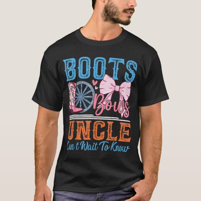 Camiseta Boots Or Bows Uncle Loves You Gender Reveal Family (Frente)