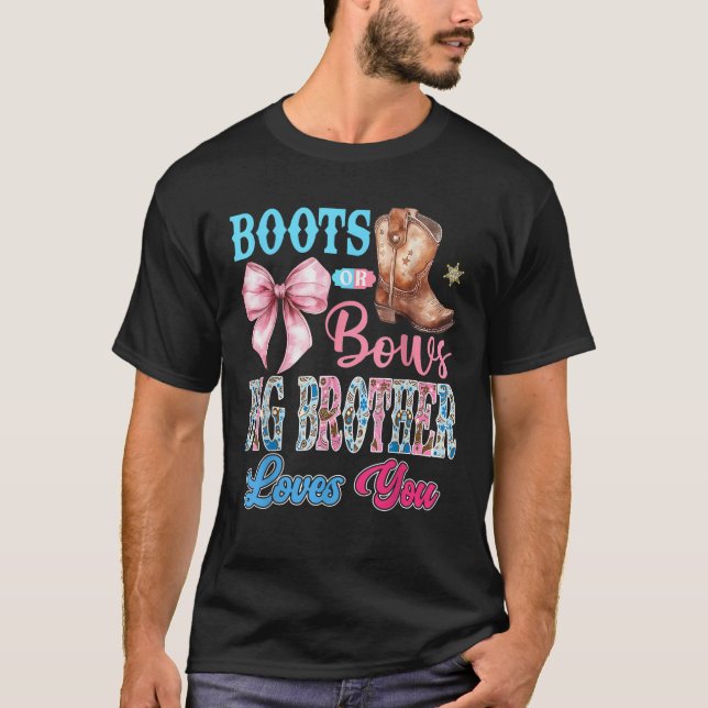 Camiseta Boots ou Arcos Big Brother ama sua revelação de gê (Frente)