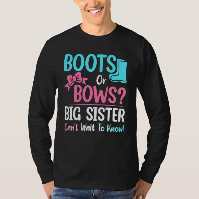 Camiseta Boots Ou Arcos Big Sister Gênero Revelem Chá de fr (Frente)