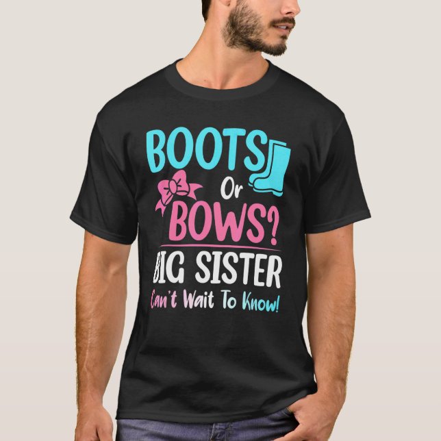 Camiseta Boots Ou Arcos Big Sister Gênero Revelem Chá de fr (Frente)