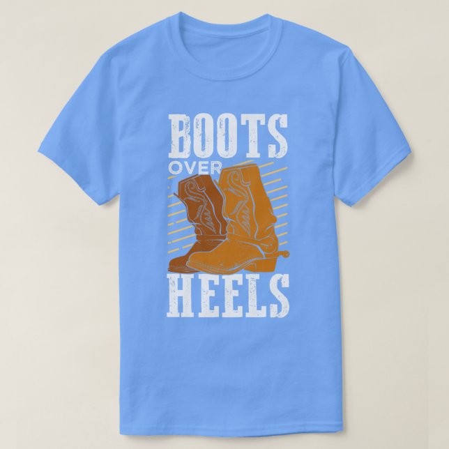 Camiseta Boots Over Heels Garota Equestre Gift (Frente do Design)