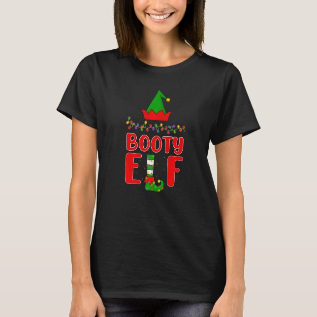 Camiseta Booty Elf Matching Family Lighting Natal (Frente)