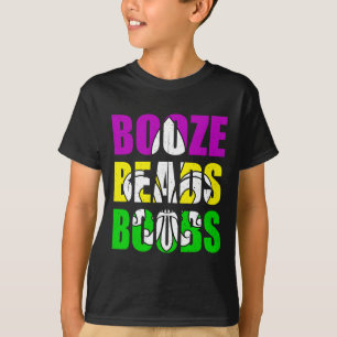 Camiseta Booze Miçangas Mardi Gras Mulheres Adultos Homens