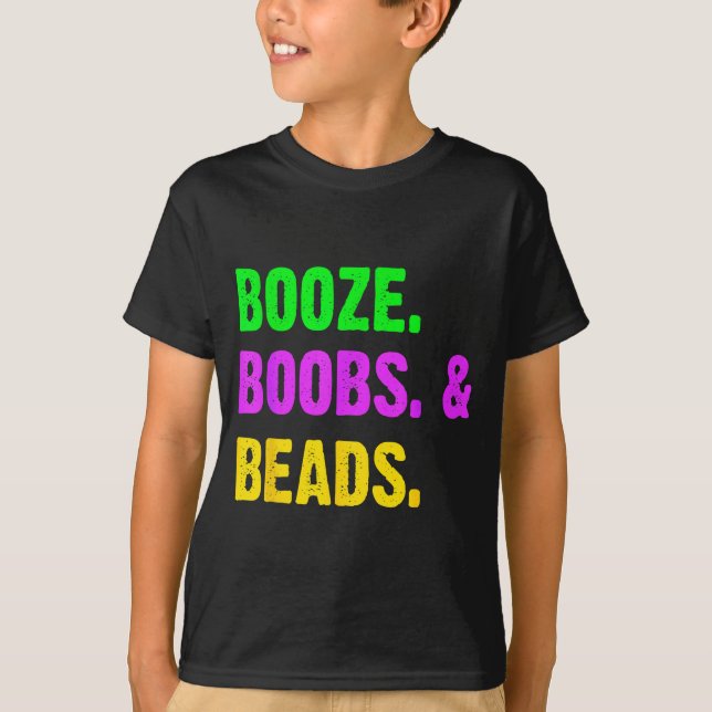 Camiseta Booze S Beads Funny Mardi Gras New Orleans Festiva (Frente)